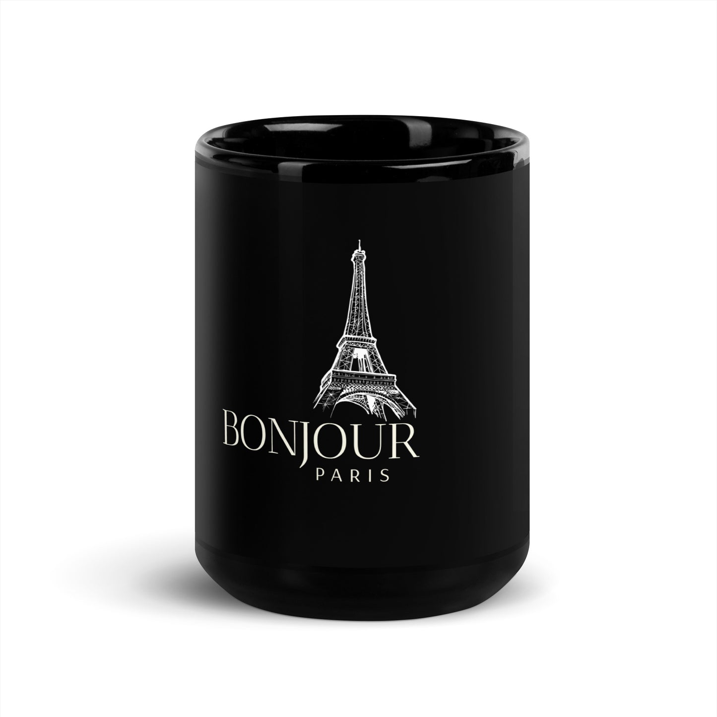 Caneca brilhante preta - BONJOUR PARIS