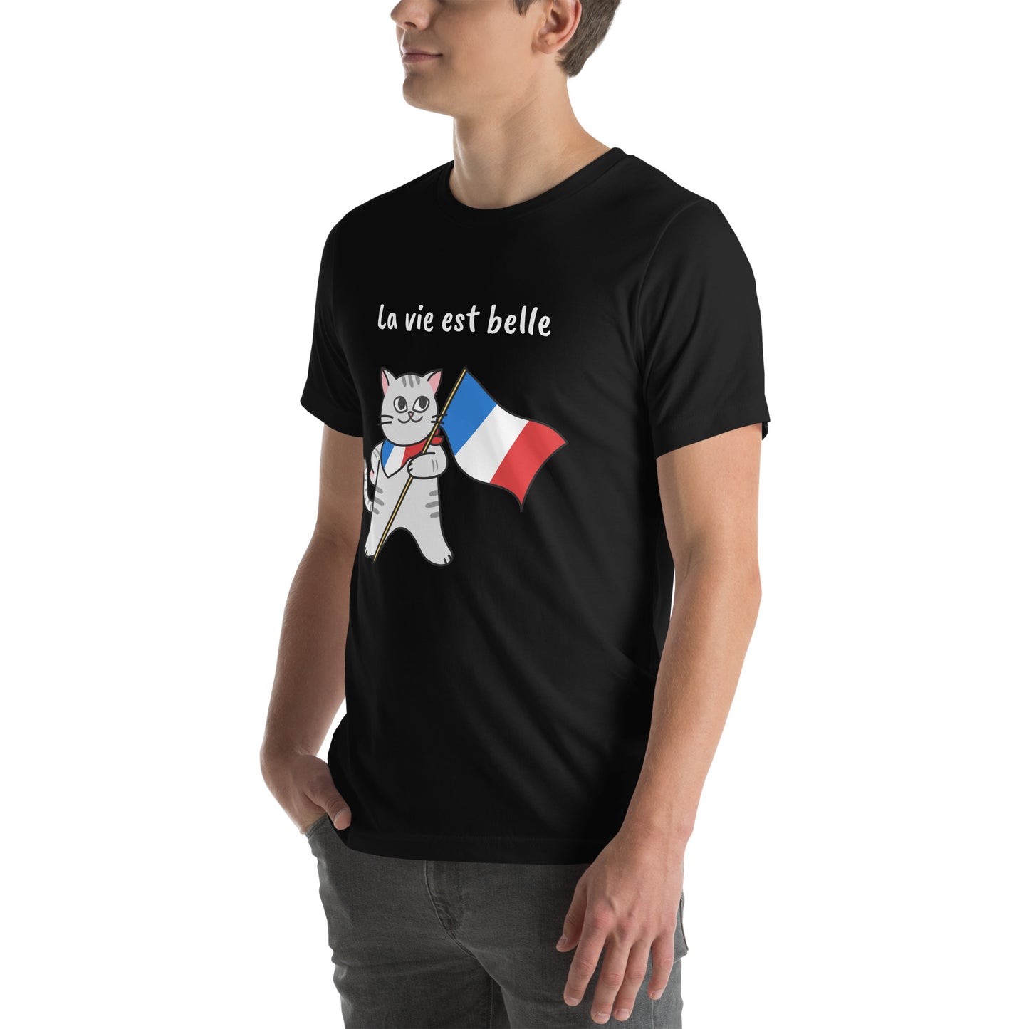 Camiseta unissex - Gato francês - La vie est belle