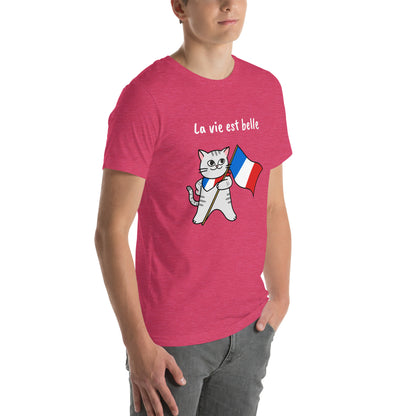 Camiseta unissex - Gato francês - La vie est belle