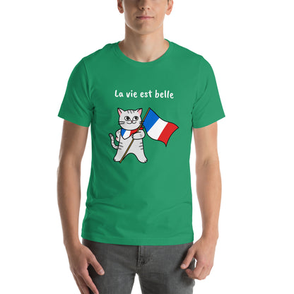 Camiseta unissex - Gato francês - La vie est belle