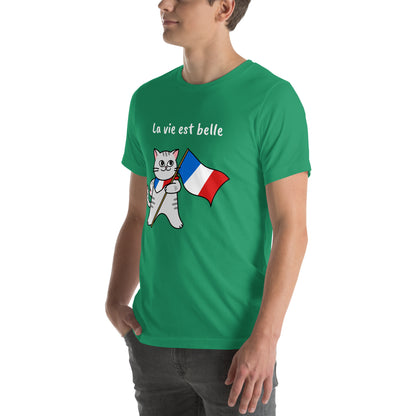 Camiseta unissex - Gato francês - La vie est belle