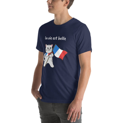 Camiseta unissex - Gato francês - La vie est belle