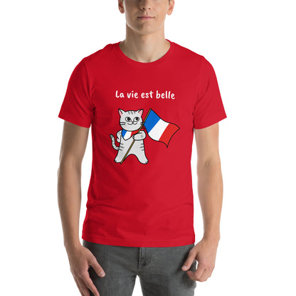 Camiseta unissex - Gato francês - La vie est belle