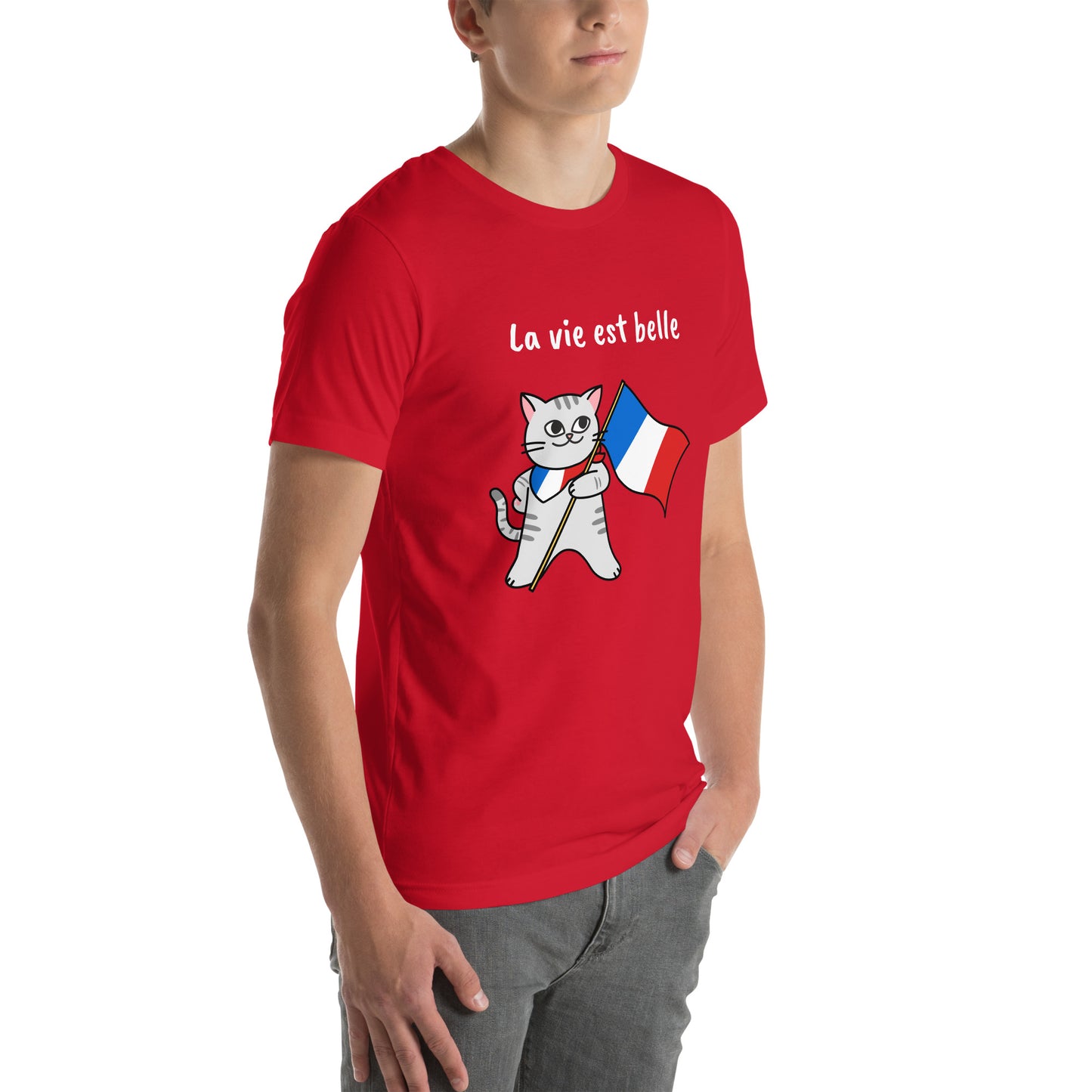 Camiseta unissex - Gato francês - La vie est belle