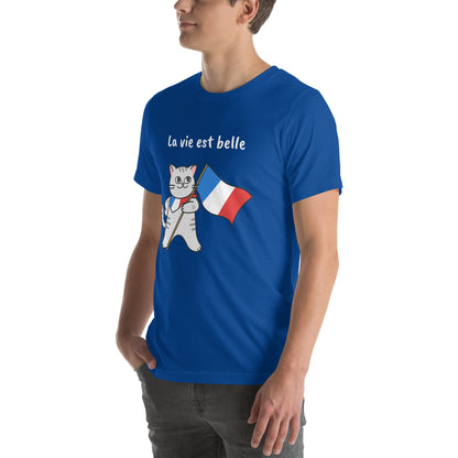 Camiseta unissex - Gato francês - La vie est belle