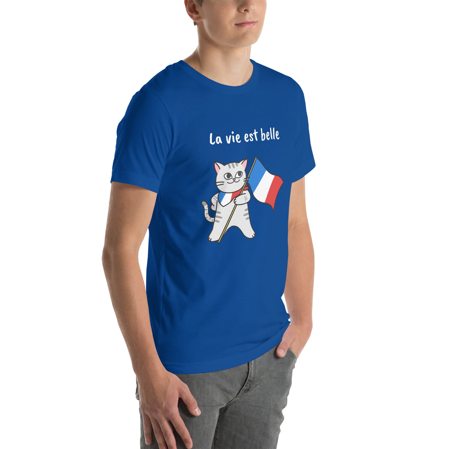 Camiseta unissex - Gato francês - La vie est belle