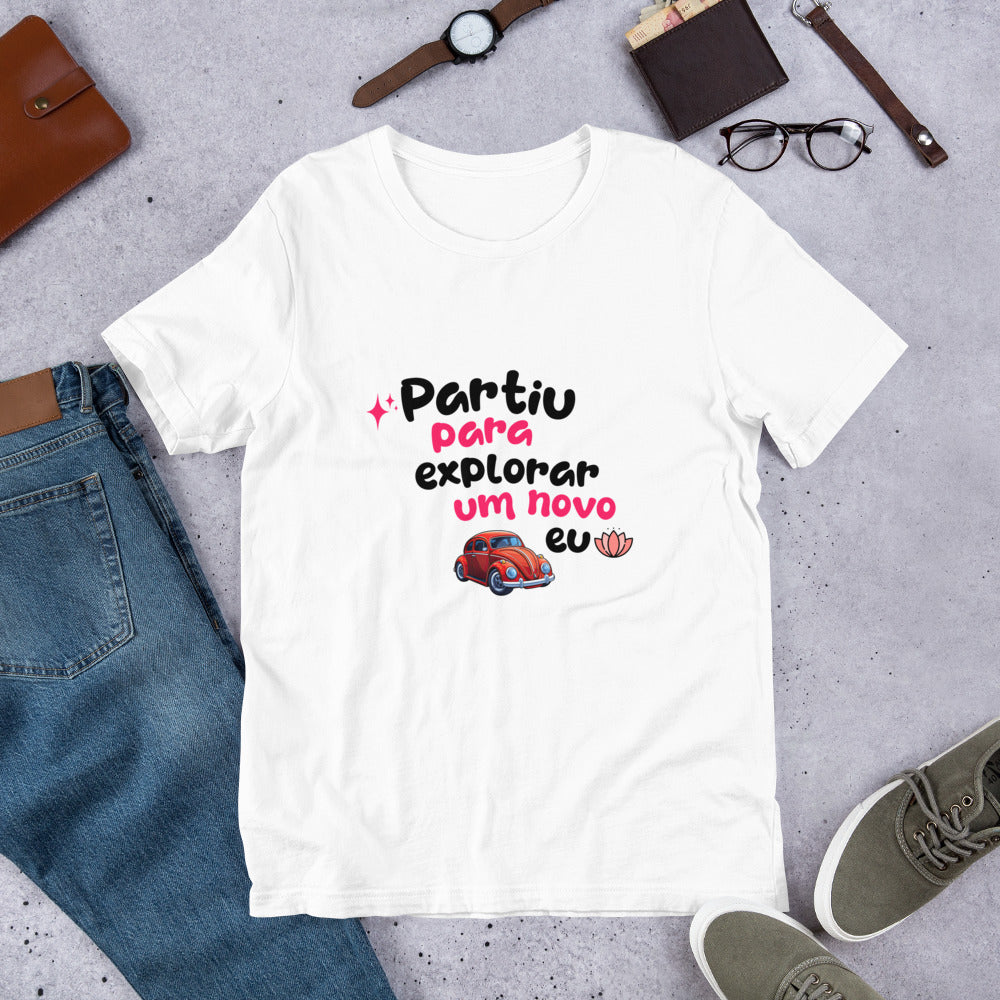 Camiseta unissex - Partiu para explorar um novo EU