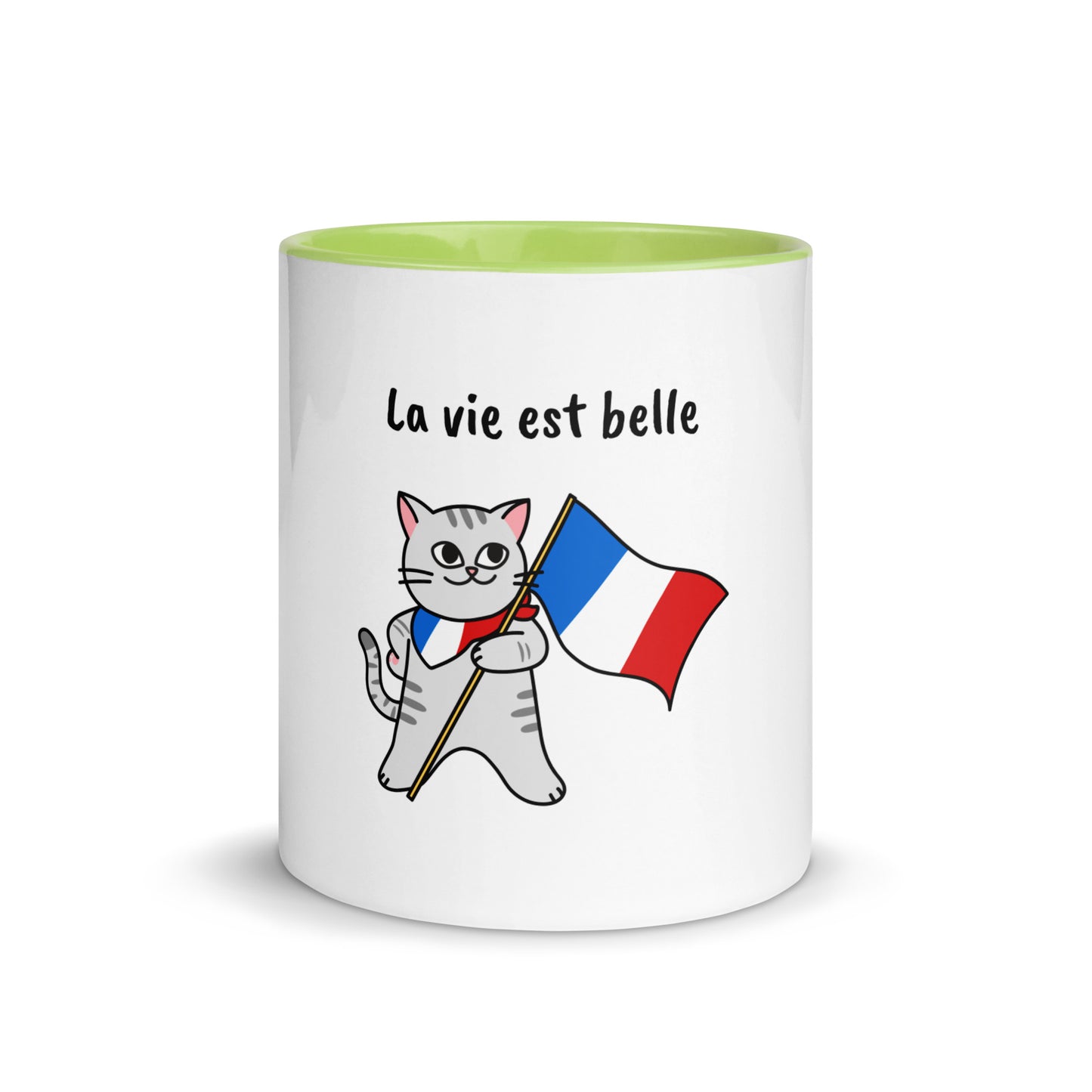 Caneca com Cor Interna - Gato francês - La vie est belle