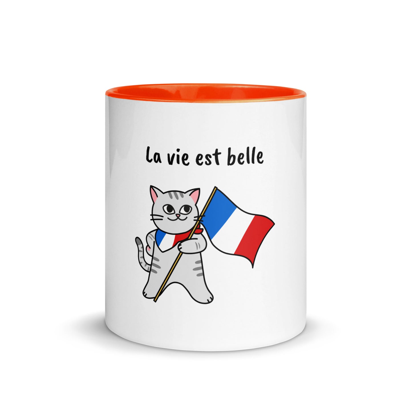 Caneca com Cor Interna - Gato francês - La vie est belle