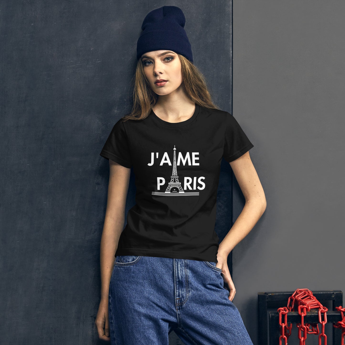 Camiseta feminina com mangas curtas - J'aime Paris