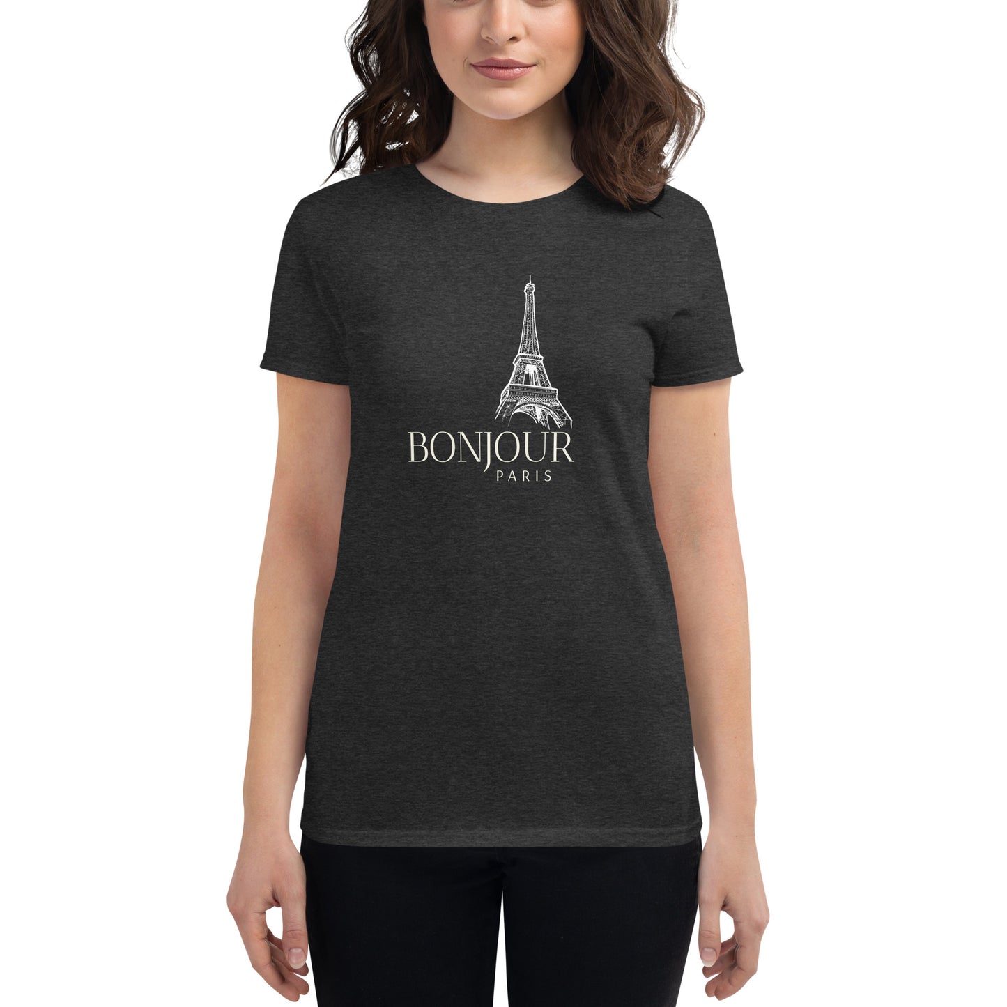 Camiseta feminina com mangas curtas - BONJOUR PARIS