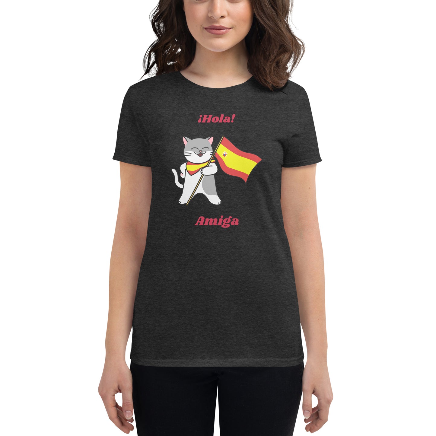 Camiseta feminina com mangas curtas - Gato espanhol