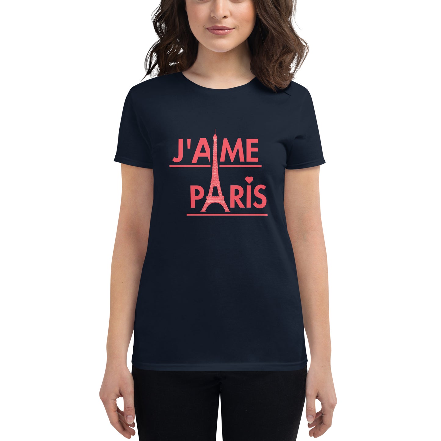 Camiseta feminina com mangas curtas - J'aime Paris (Modelo 02)