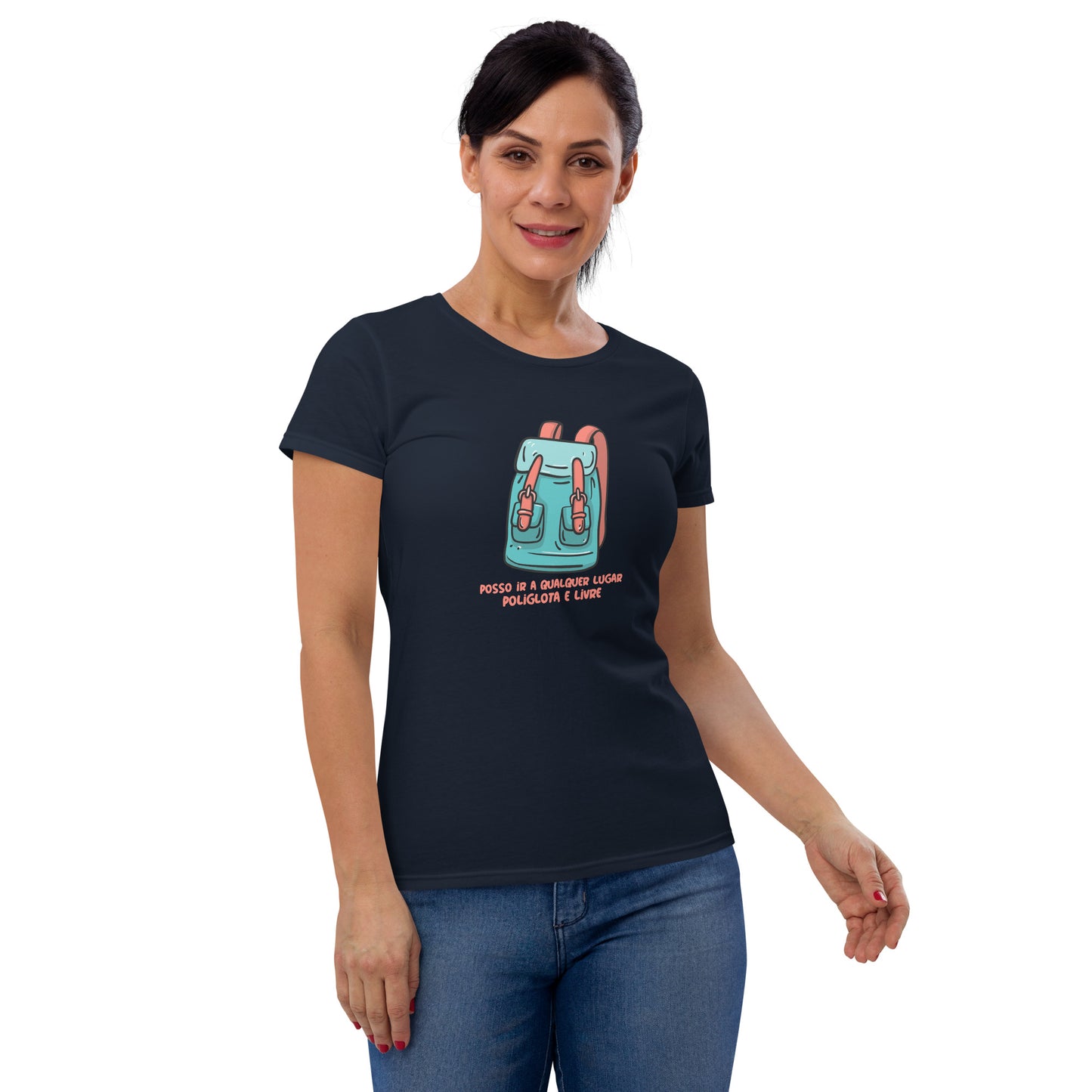 Camiseta feminina com mangas curtas - Poliglota e livre