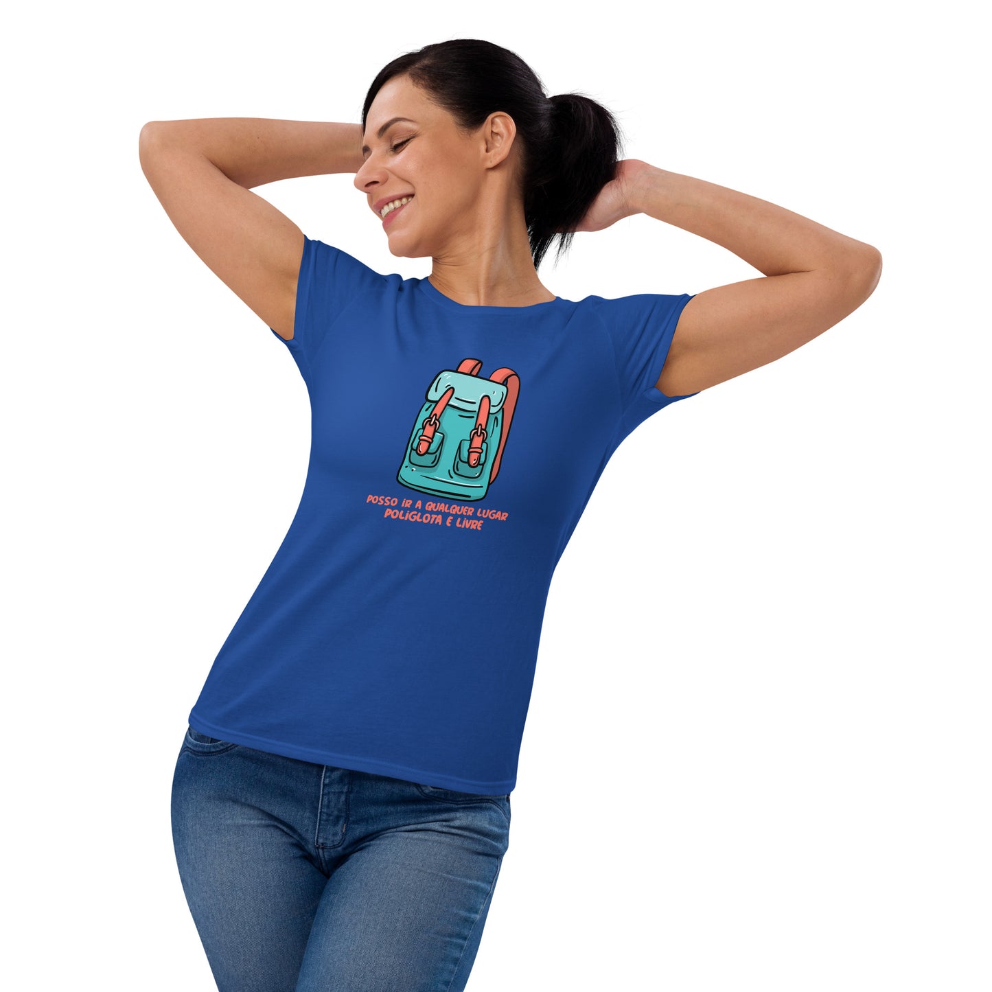 Camiseta feminina com mangas curtas - Poliglota e livre