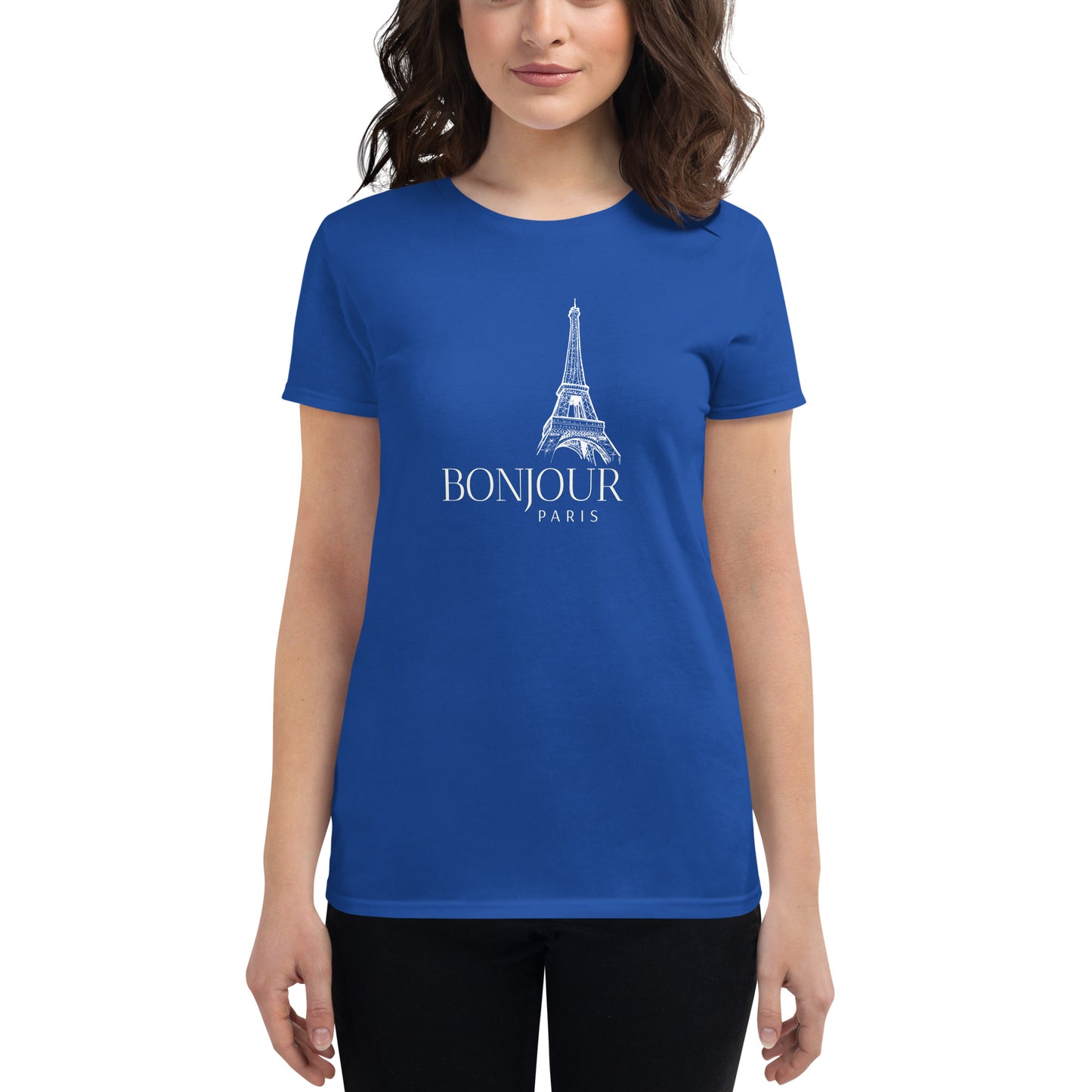 Camiseta feminina com mangas curtas - BONJOUR PARIS