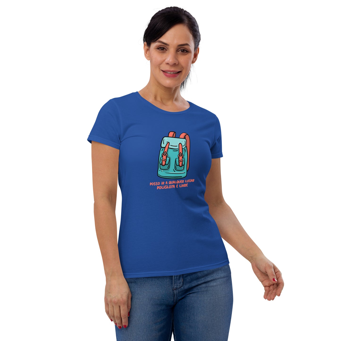 Camiseta feminina com mangas curtas - Poliglota e livre