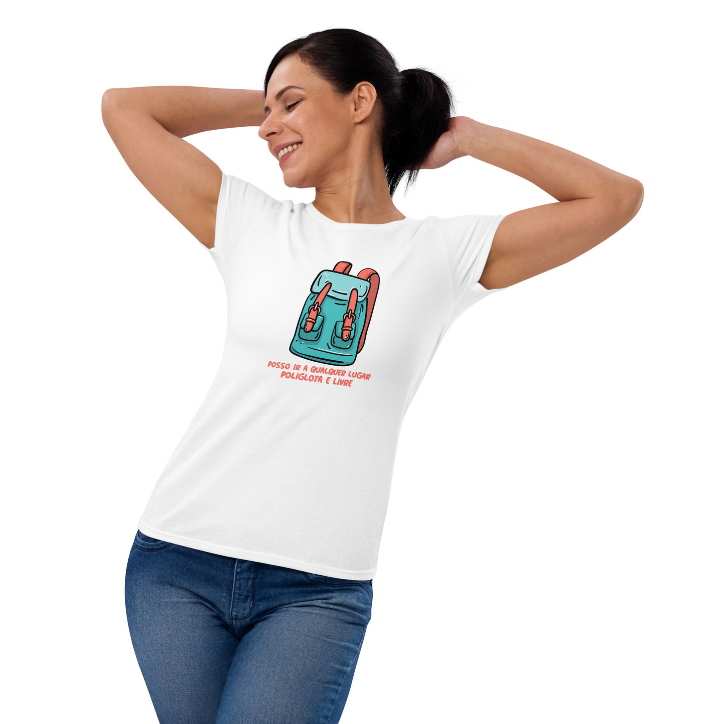 Camiseta feminina com mangas curtas - Poliglota e livre